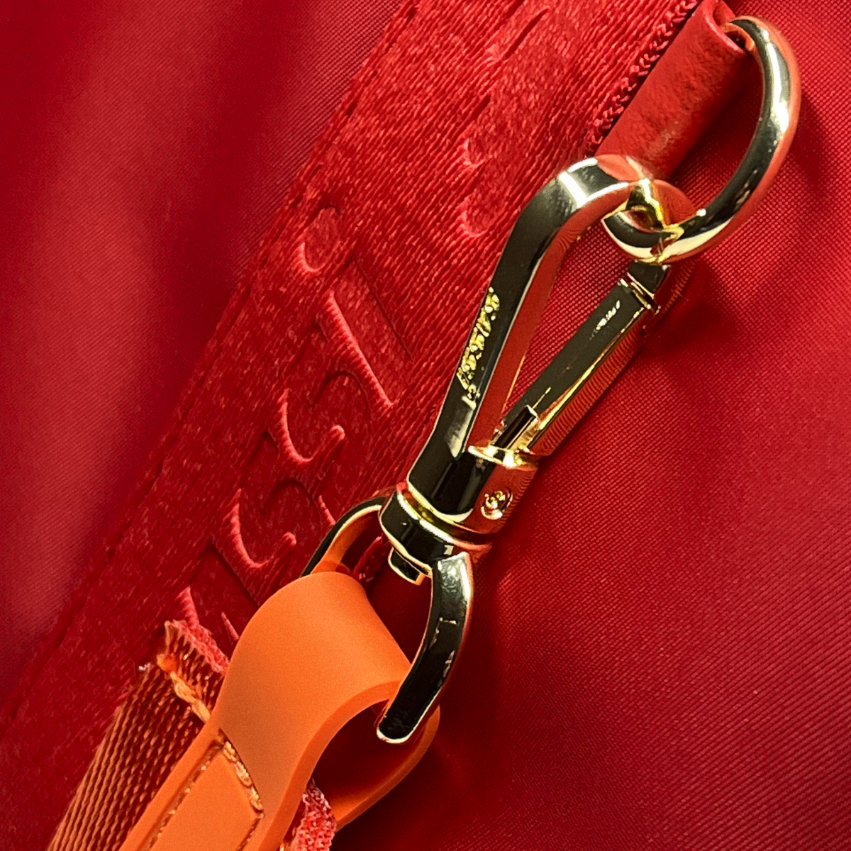 Artemis Tote — Red - Artemis buckle detail close-up